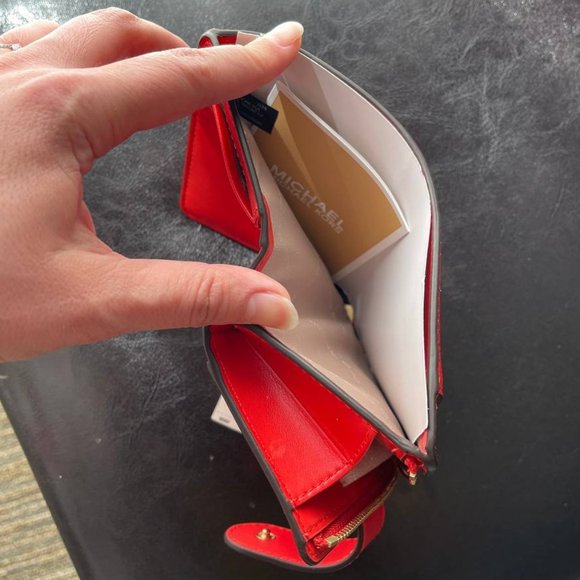 NWT Michael Kors Charm Small Leather Wallet Card Case Burnt Sienna - Picture 8 of 12